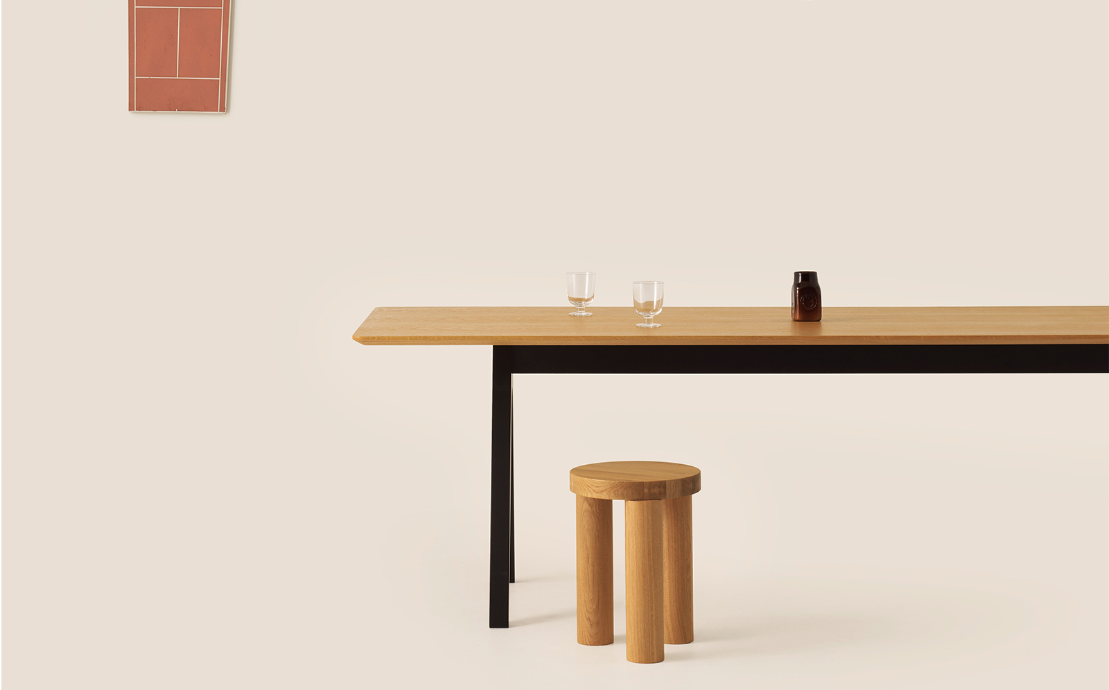 Offset Stool & Side Table