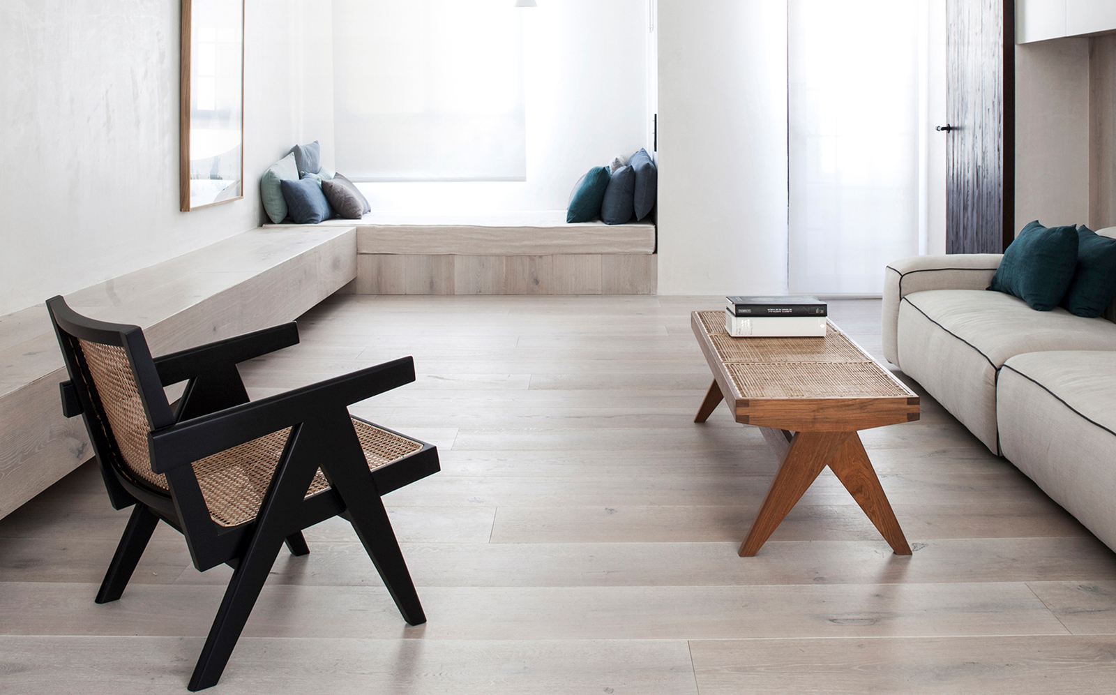 Teak and Cane Bench